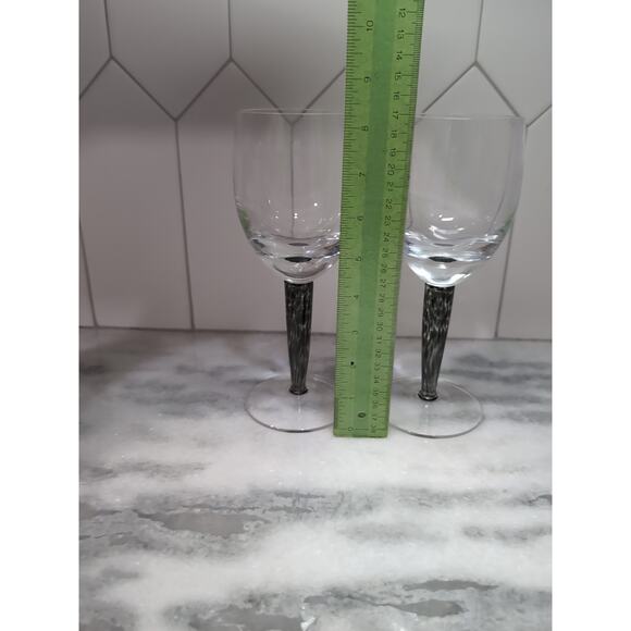 Denby Handmade Red Wine Glasses Set, Jet Black Confetti Stems, Set of 2, Elegant - Picture 8 of 9